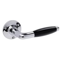 De Oude Deurklink Deurklink Klassiek geveerd glanzend nikkel rond rozet - thumbnail