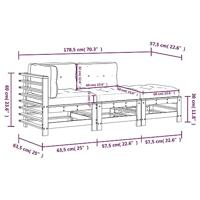 3-delige Loungeset met kussens massief douglashout - thumbnail