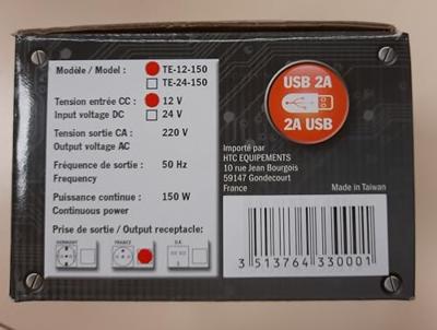 WP 12 / 220V 150W Converter met USB-stekker