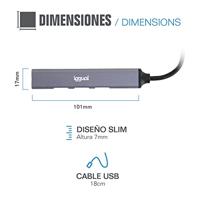 Hub USB iggual IGG318454 - thumbnail