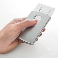 Sigel SI-VZ120 Visitekaartetui Zilver "Snap" Voor Kaarten Tot 91x57mm - thumbnail