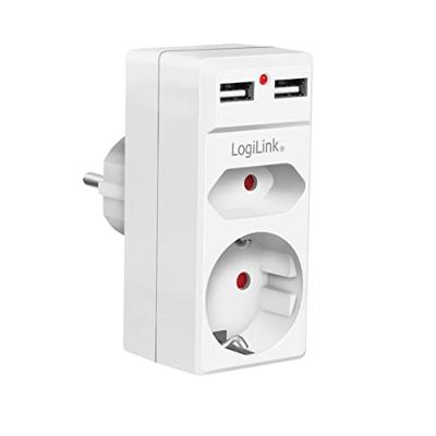 LogiLink PA0276 Contactdoos Met USB-laaduitgang, Aanraakbeveiliging, Overspanningsbeveiliging IP20 Wit - thumbnail