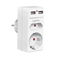 LogiLink PA0276 Contactdoos Met USB-laaduitgang, Aanraakbeveiliging, Overspanningsbeveiliging IP20 Wit - thumbnail