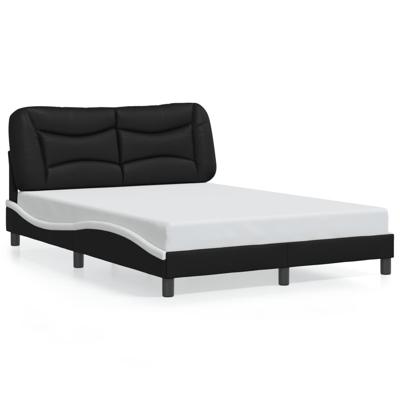 Bedframe met LED-verlichting kunstleer zwart en wit 140x200 cm