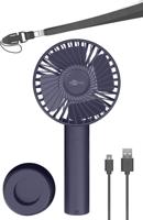 Handventilator - Ø10 centimeter - 20 centimer hoog - Mini USB ventilator - Incl. oplaadkabel & polsbandje - Blauw - thumbnail