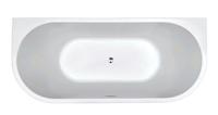 Ligbad Half Vrijstaand Wall Rechthoek 75x170x58cm Glasvezelversterkt Hoogwaardig Acryl Glans Wit met Badwaste en Overloop - thumbnail