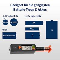 TFA Dostmann Batterijtester Batterietester BatteryCheck Meetbereik (batterijtester) 1.2 V, 1.5 V, 3 V, 9 V Oplaadbare batterij, Batterij 98.1126.01 - thumbnail