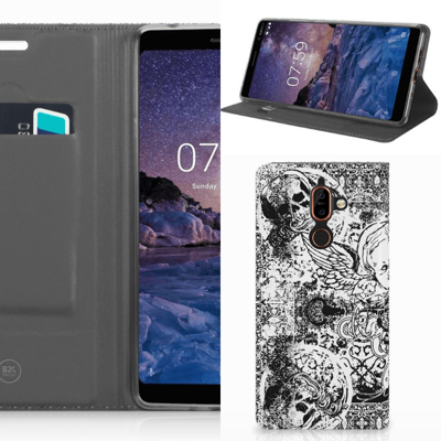 Mobiel BookCase Nokia 7 Plus Skulls Angel