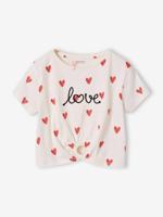 T-shirt voor meisjes met een sierlijke strikdetail ecru - thumbnail