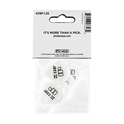 Dunlop Tortex Jazz III 1.35mm 12-pack plectrumset wit