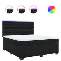 Boxspring met matras fluweel zwart 180x200 cm - thumbnail