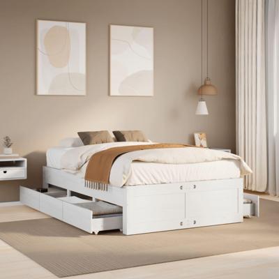Bedframe zonder matras met lades grenenhout wit 135x190 cm