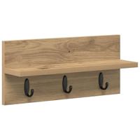 Wandgemonteerde kapstok met plank Wandgemonteerd artisanaal eikenkleurig - thumbnail