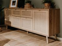Dressoir BALO 4 deuren 2 lades sonoma eik met rotan print - thumbnail