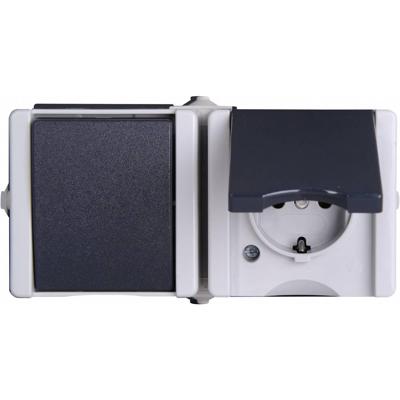 Kopp 139456006 proAQA Compleet Schakel-/stopcontact combinatie spatwaterdicht Grijs 1 stuks 1 stuk(s)