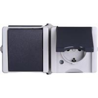 Kopp 139456006 proAQA Compleet Schakel-/stopcontact combinatie spatwaterdicht Grijs 1 stuks 1 stuk(s) - thumbnail