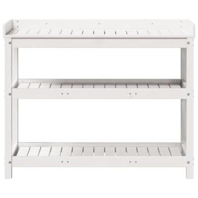 VidaXL Oppottafel met schappen 108x45x86,5 cm massief grenenhout wit