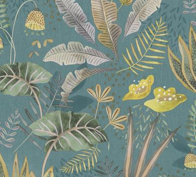 Livingwalls Famous Garden - Petrol - Planten - 393483