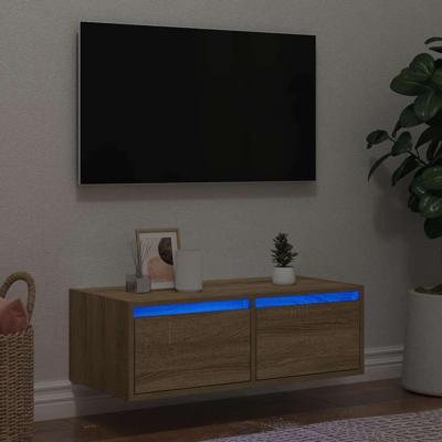 Tv-meubel met LED-verlichting 75x35,5x25 cm sonoma eikenkleurig