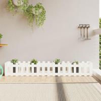 VidaXL Plantenbak verhoogd hekontwerp 200x30x30 cm grenenhout wit - thumbnail