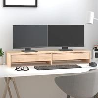 VidaXL Monitorstandaard 100x27x15 cm massief grenenhout - thumbnail