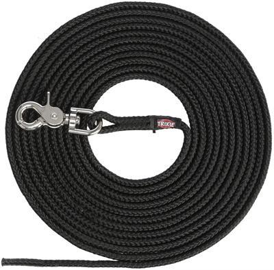 TRIXIE HONDENRIEM SLEEPLIJN TRIGGER SNAP HAAK ROND ZWART 20 MTR X 0,6 CM