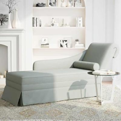 Chaise longue met bolster&rechterarmleuning fluweel lichtgrijs Chaise longue met bolster&rechterarmleuning fluweel lichtgrijs