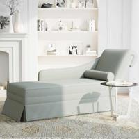 Chaise longue met bolster&rechterarmleuning fluweel lichtgrijs - thumbnail