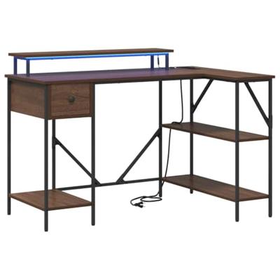 Bureau bruin eikenkleur 120 x 79 x 86.5 cm Bewerkt hout Bureau bruin eikenkleur 120 x 79 x 86.5 cm Bewerkt hout