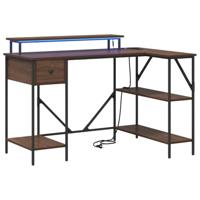 Bureau bruin eikenkleur 120 x 79 x 86.5 cm Bewerkt hout - thumbnail