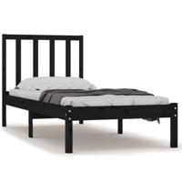 Bedframe massief grenenhout zwart 75x190 cm - thumbnail