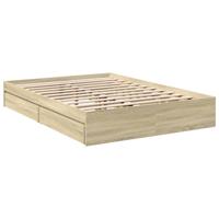 Bedframe met lades bewerkt hout sonoma eikenkleurig 120x190 cm - thumbnail