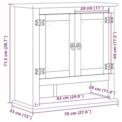 Badkamerwandkast Corona 70x33x71,5 cm massief grenenhout