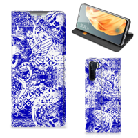 Mobiel BookCase OPPO Reno3 | A91 Angel Skull Blauw - thumbnail