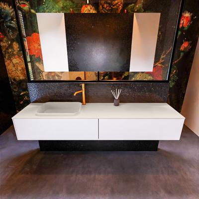 Badkamermeubelset Mondiaz Erin 200 cm met 2 Lades met RIDGE Wastafel Links Linen met 1 kraangat Greeploos Mat Talc Badkamermeubelset Mondiaz Erin 200 cm met 2 Lades met RIDGE Wastafel Links Linen met 1 kraangat Greeploos Mat Talc