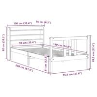 Bedframe met hoofdbord massief grenenhout 90x190 cm - thumbnail