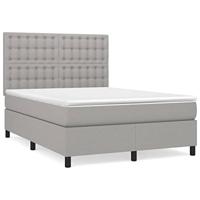 Boxspring met matras stof lichtgrijs 140x190 cm - thumbnail