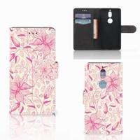 Nokia 7 Hoesje Pink Flowers | Portemonnee hoesje - thumbnail