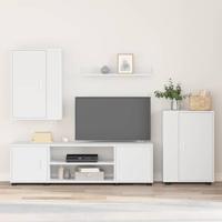 Tv-meubelset Wandgemonteerd 4 pcs Wit Bewerkt hout - thumbnail
