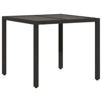 5-delige Bistroset met kussens poly rattan zwart - thumbnail