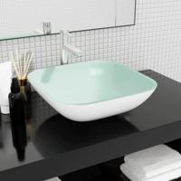 VidaXL Wasbak 42x42x14 cm glas wit - thumbnail