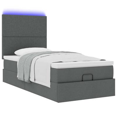 Ottoman bed met matras en LED's 100x200cm stof donkergrijs