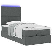 Ottoman bed met matras en LED's 100x200cm stof donkergrijs - thumbnail