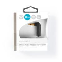 Stereo-Audioadapter | 3,5 mm Male | 3,5 mm Female | Verguld | 90° Gehoekt | Metaal | Antraciet | 1 Stuks | Window Box - thumbnail