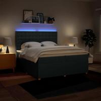 Boxspring met matras stof blauw 200x200 cm - thumbnail