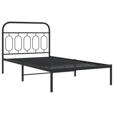 Bedframe met hoofdbord metaal zwart 100x190 cm Bedframe met hoofdbord metaal zwart 100x190 cm