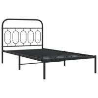 Bedframe met hoofdbord metaal zwart 100x190 cm - thumbnail