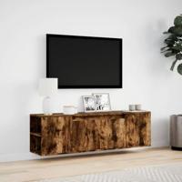 Tv-wandmeubel met LED-verlichting 135x31x39,5 cm gerookt eiken - thumbnail