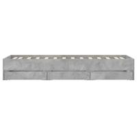 Bedframe met lades bewerkt hout betongrijs 90x190 cm - thumbnail