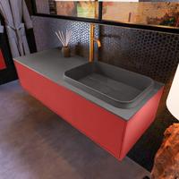 Badkamermeubelset Mondiaz Erin 120 cm met 1 Lade met RIDGE Wastafel Rechts Dark grey met 1 kraangat Greeploos Mat Fire - thumbnail